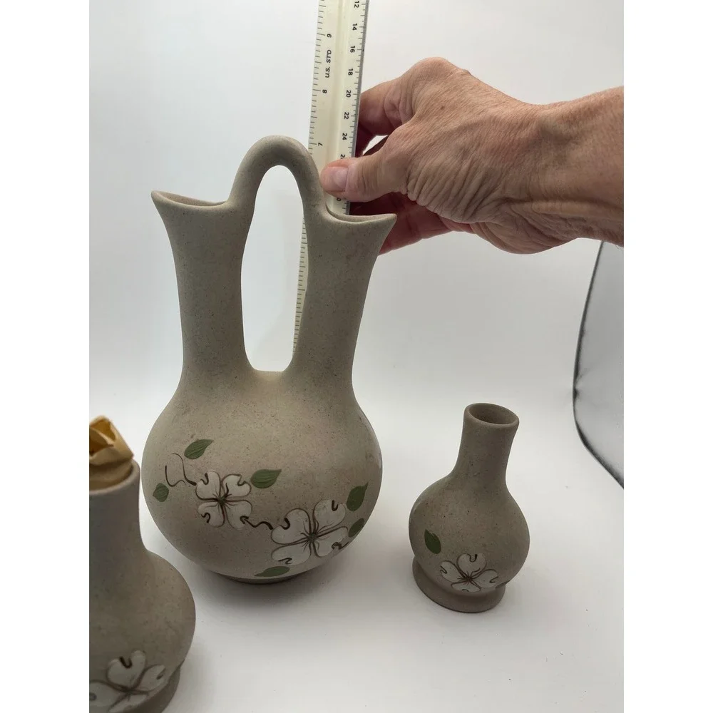 Vtg Pigeon Forge Pottery‎ Bud Vase Dogwood Blossom Flower Tennessee Set of 3